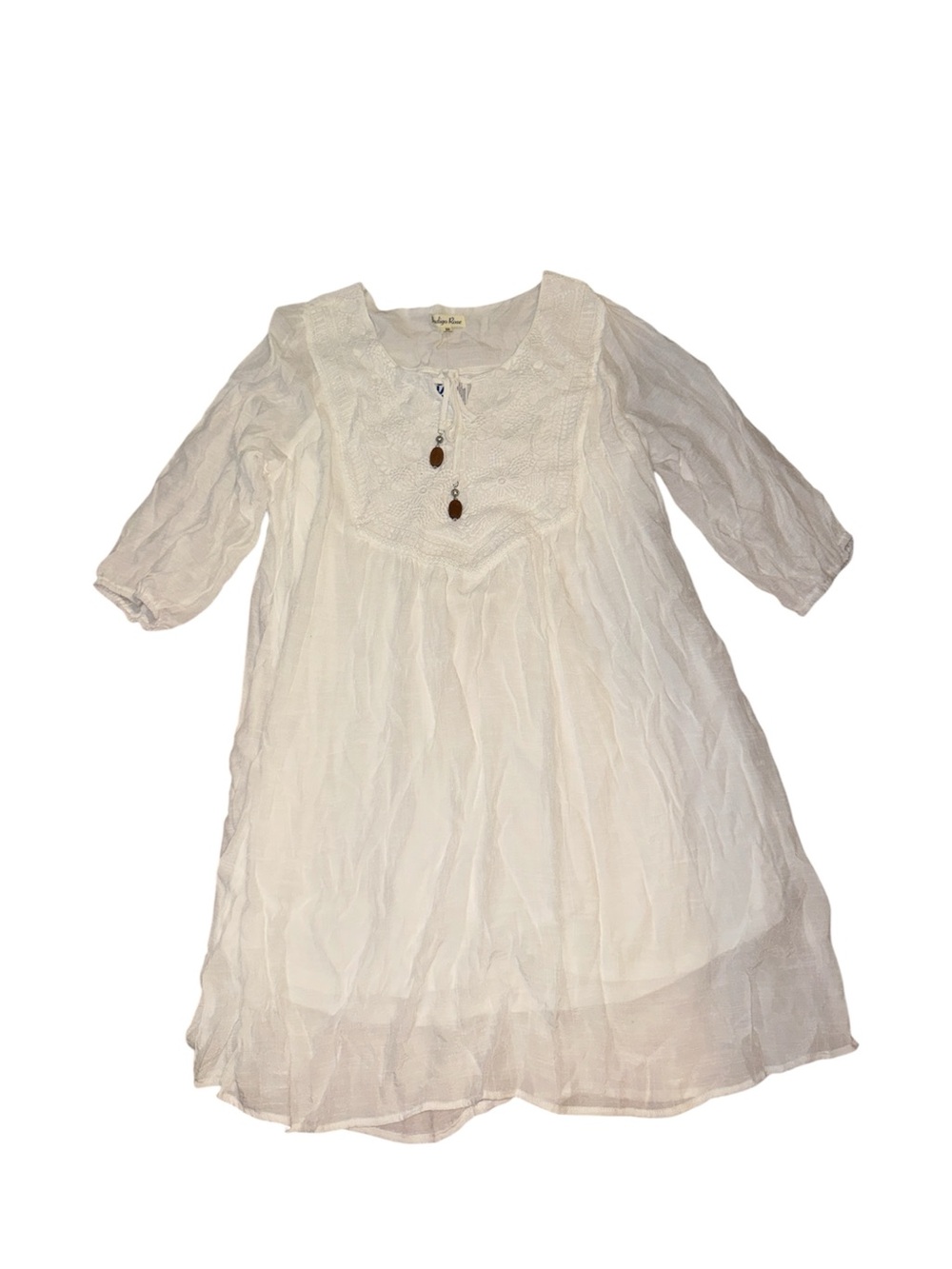 White Boho Tunic Dress with Lace Trim